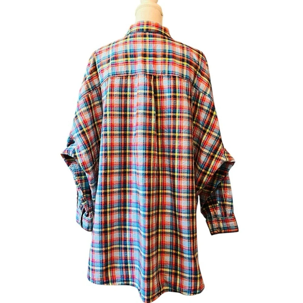 Urban Outfitters Multicolor Plaid Button Down Oversized Shirt Women’s Size XS